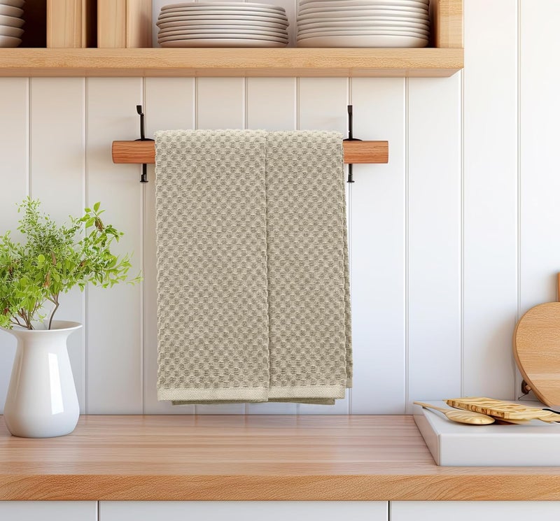 COTTON CRAFT Amazing Kitchen Towel  Set of 12 Terry Towels  100 Cotton Euro Caf Waffle Weave Dish Towel Set  Soft Absorbent Quick Dry Low Lint Reusable Pantry Bar Cleaning Cloth  16 x 28  Beige - Image 4