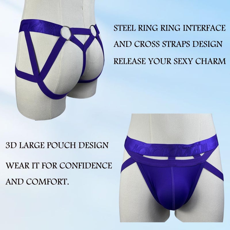 JOCKMAIL Jockstrap for Men Mens Thong Athletic Supporters Jock Strap Male Underwear (M, Purple) - Image 4
