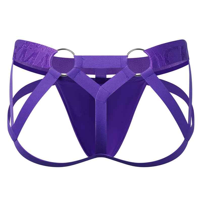 JOCKMAIL Jockstrap for Men Mens Thong Athletic Supporters Jock Strap Male Underwear (M, Purple) - Image 1