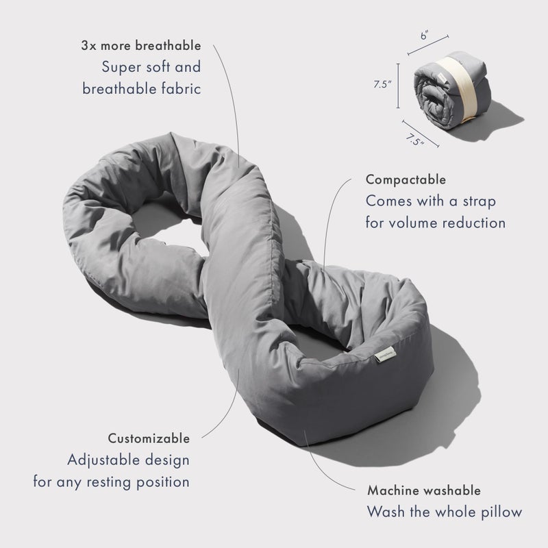 Huzi Huzi Infinity Pillow - Travel Neck Pillow - Versatile Soft 360 Support Scarf - Machine Washable - Home Travel Flight Road Trips (Grey)  - Image 3