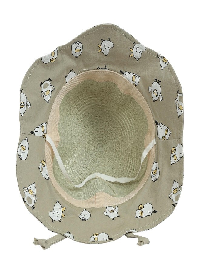 FabSeasons Adjustable Straw Hat for Girls Ages 1-3 - 50-52 cm with Elastic Strap Green - Image 3