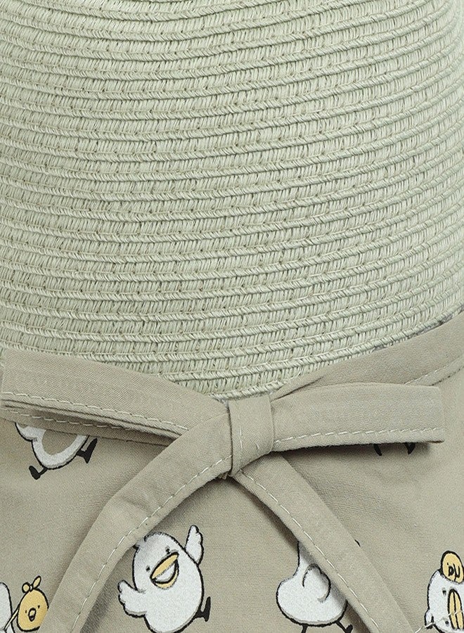 FabSeasons Adjustable Straw Hat for Girls Ages 1-3 - 50-52 cm with Elastic Strap Green - Image 5