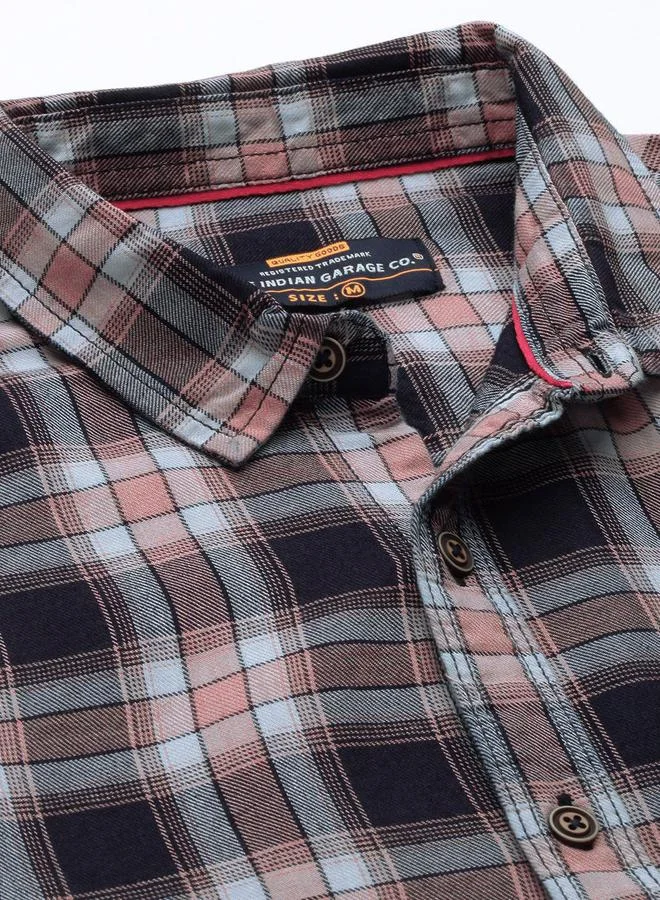 The Indian Garage Co Men Navy Blue Checkered Shirt