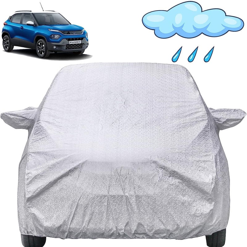 Autofact Waterproof Car Body Cover Compatible with Tata Punch with Mirror Pockets (Shinning Silver). - Image 1