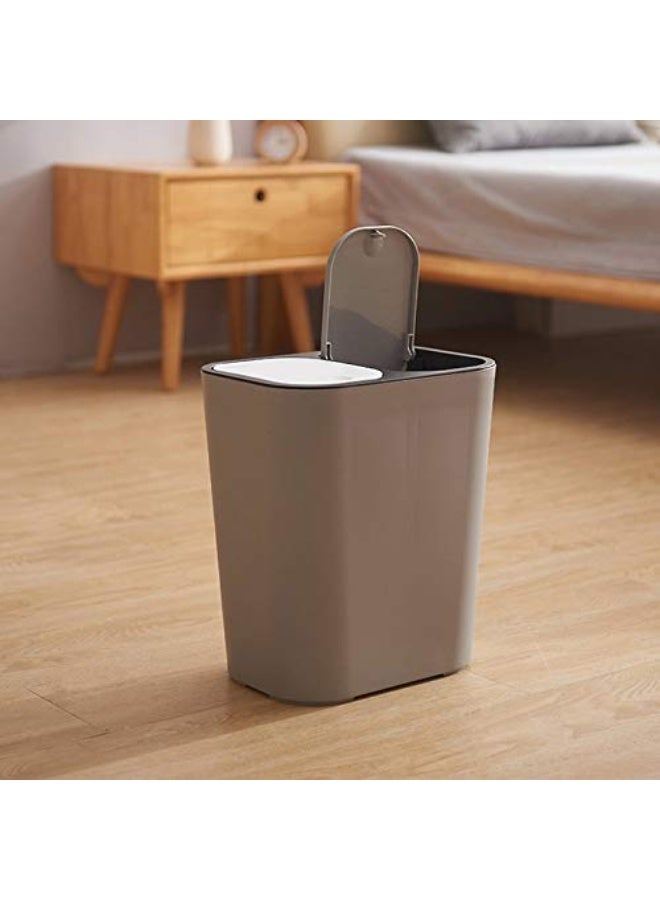 Generic ljt Garbage Can  Trash Can Rectangle Plastic Push-Button Dual Compartment 12liter Recycling Waste Bin Garbage Can  Color   Cream  - Image 2