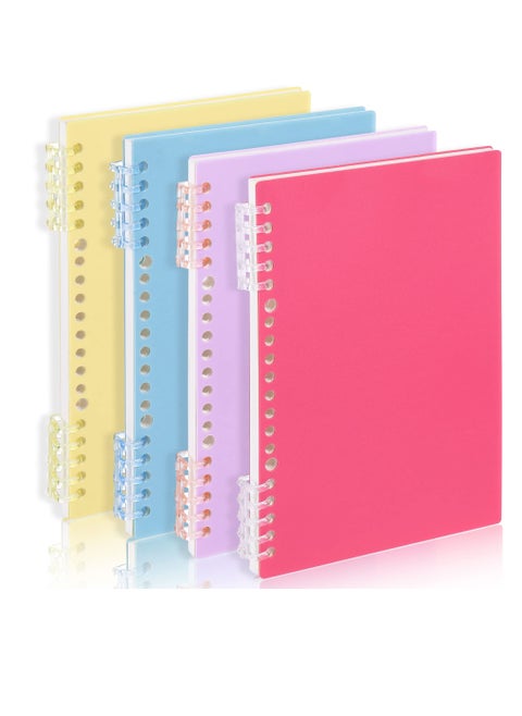 Spiral Notebooks 4 Pack College Ruled Paper A5 8.3x5.9inch Thick Plastic Hardcover 80 Sheets for Study and Notes (Magenta Purple Blue Yellow)