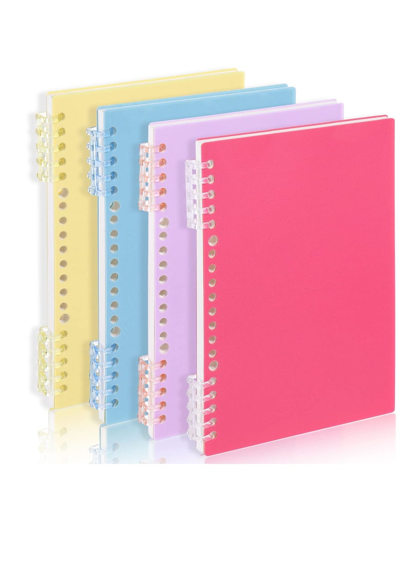 Spiral Notebooks 4 Pack College Ruled Paper A5 8.3x5.9inch Thick Plastic Hardcover 80 Sheets for Study and Notes (Magenta Purple Blue Yellow)
