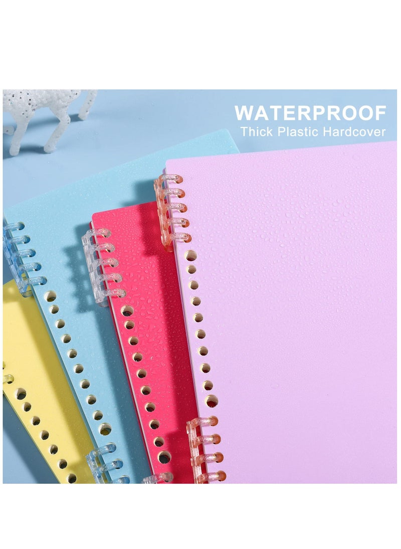 Spiral Notebooks 4 Pack College Ruled Paper A5 8.3x5.9inch Thick Plastic Hardcover 80 Sheets for Study and Notes (Magenta Purple Blue Yellow)