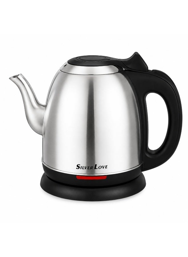 Silver Love SC-324 Electric Gooseneck Kettle, 1.0L, 1350W, Stainless Steel, Silver/Black - Image 1
