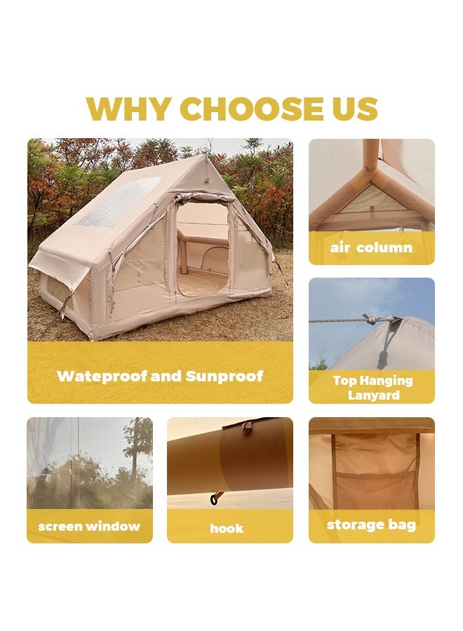 Pakicetus Inflatable camping tent suitable for 4-6 people，outdoor，with windows，portable water-resistant camping tent，all-season waterproof/windproof/insulation self-supporting air tents，carpa inflable，haven tent，comes with a simple and portable storage bag - Image 3