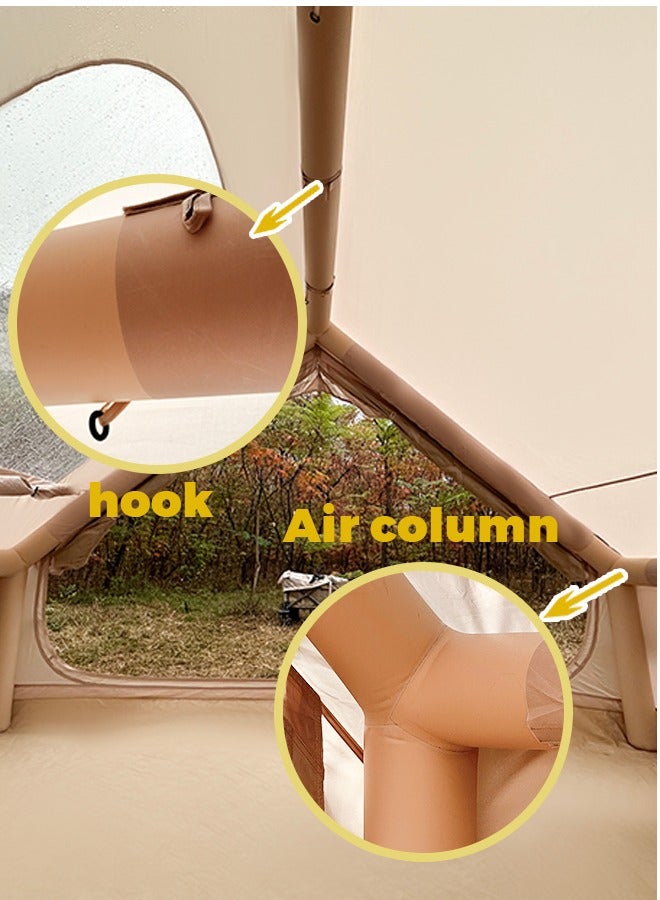 Pakicetus Inflatable camping tent suitable for 4-6 people，outdoor，with windows，portable water-resistant camping tent，all-season waterproof/windproof/insulation self-supporting air tents，carpa inflable，haven tent，comes with a simple and portable storage bag - Image 4