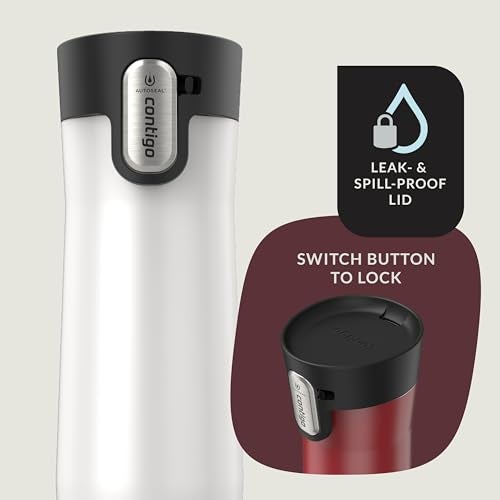 Contigo AUTOSEAL West Loop Vacuum-Insulated Stainless Steel Travel Mug with Easy-Clean Lid 20 oz 2 pack Goji Berry Frosted Pearl Frosted Pearl - Image 3