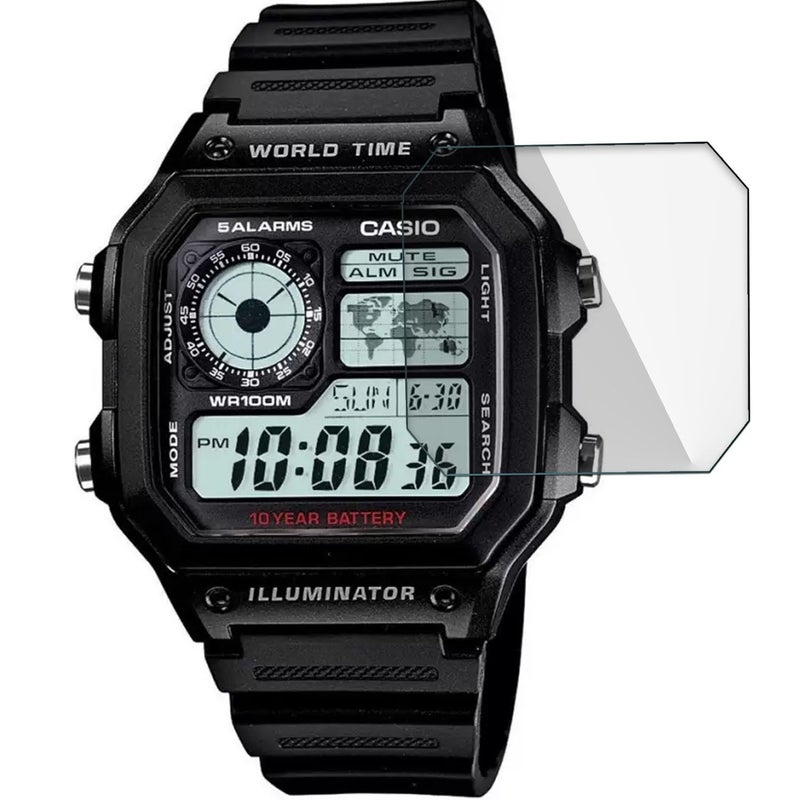 FCS Pack of 5 screen guard for Casio Watch-AE-1200WH-1AVDF (D097) | Edge to Edge Coverage | 0.33mm Anti Shock Screen Protector (5) - Image 1