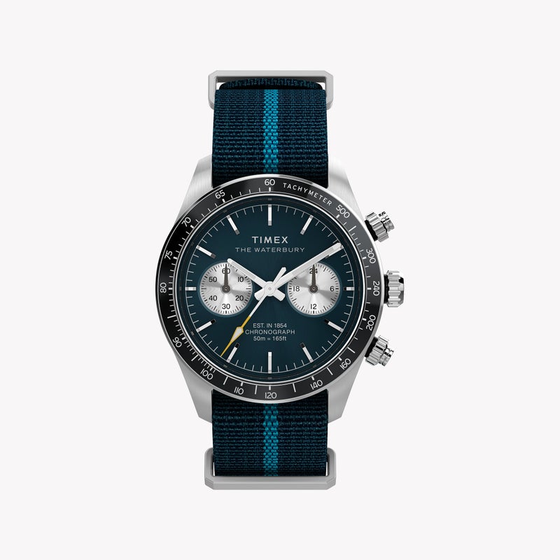 TIMEX Waterbury Heritage Chrono SST Blue Dial & Fabric Strap Watch | TW2Y39000 - Image 1