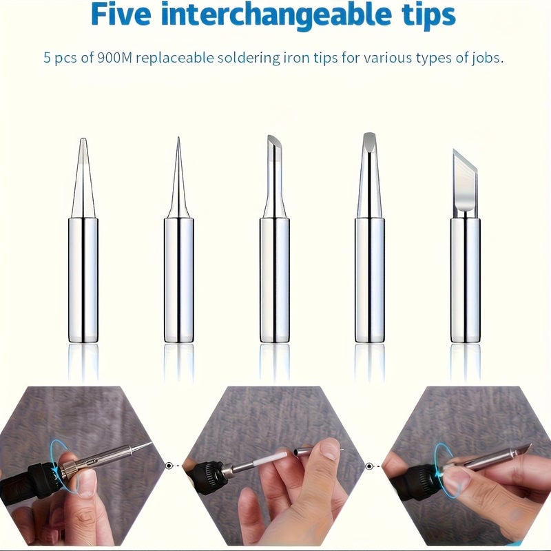 Blue 6 In 1 80W Soldering Iron Kit With Digital Display Adjustable Temperature And Sleep Mode - Image 4