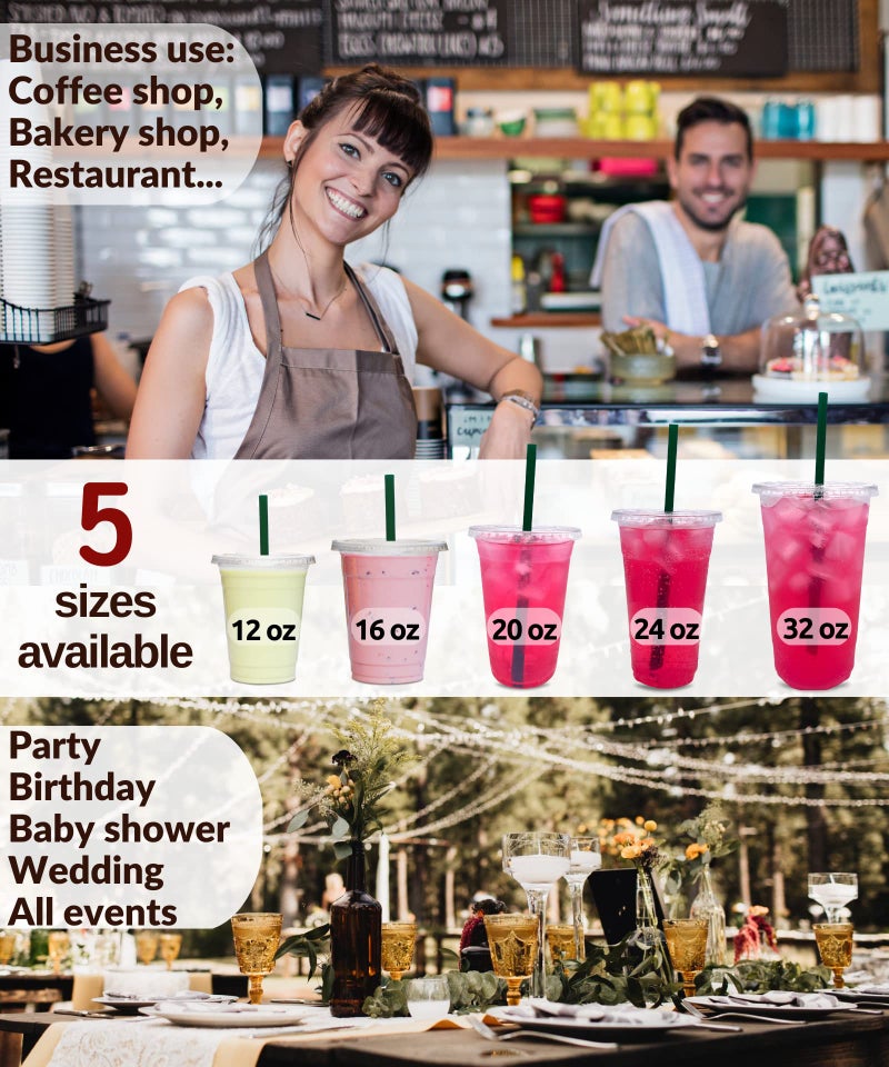 Aatriet 16 oz Clear Plastic Cups with Lids and STRAWS  Disposable Party Cups for To Go Iced Coffee Cold Drinks  Smoothie  Juice  Parfait  Frappuccino  Milkshake. No Leaking Fruit Cup  25 Sets - Image 4