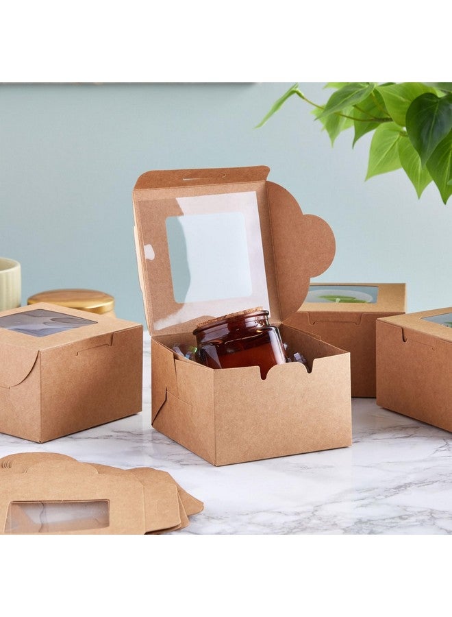 Juvale 50 Pack 4x4x2.5 Mini Dessert Boxes with Window for Bakery - Baked Goods Packaging Containers for Cupcakes, Cookies, Pastry (Kraft Paper) - Image 4