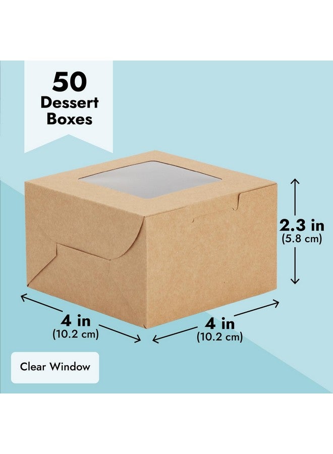 Juvale 50 Pack 4x4x2.5 Mini Dessert Boxes with Window for Bakery - Baked Goods Packaging Containers for Cupcakes, Cookies, Pastry (Kraft Paper) - Image 5
