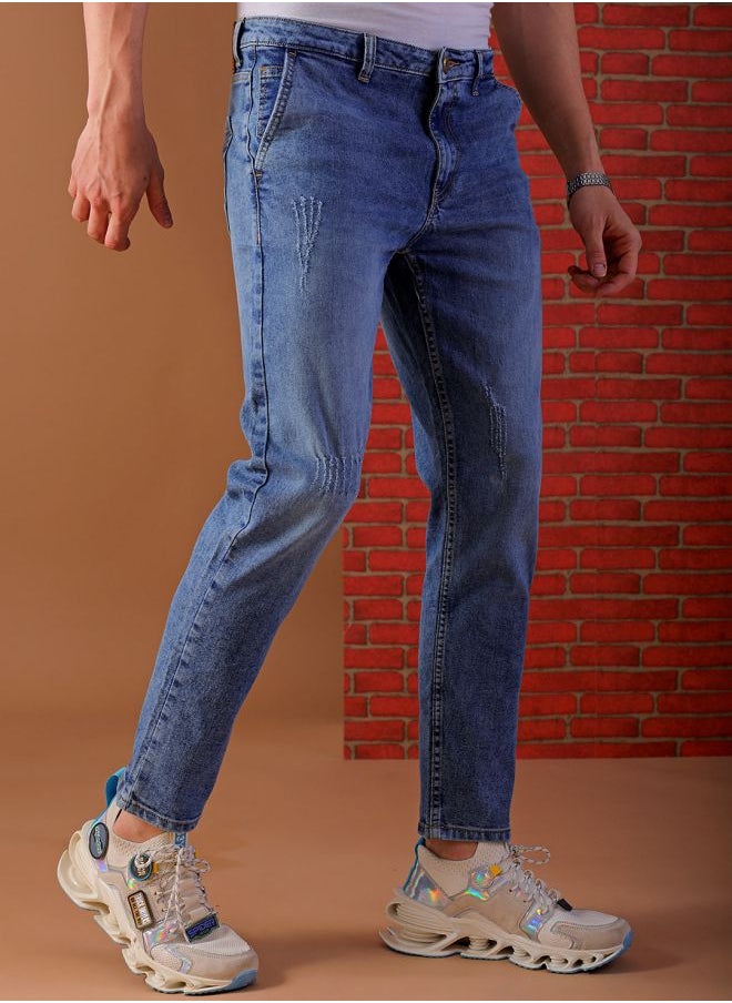 The Indian Garage Co Men Slim Fit Solid Mid-Rise Stretchable Jeans  - Image 4