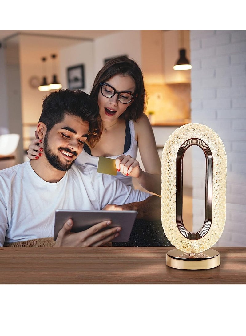مصباح طاولة كريستالي مع تحكم باللمس، ضوء قابل للتعتيم بثلاثة مستويات، مصباح طاولة كريستالي قابل لإعادة الشحن عبر USB، مصباح ليلي رائع بجانب السرير لغرفة النوم أو غرفة المعيشة، مصباح مكتبي زخرفي - Image 4