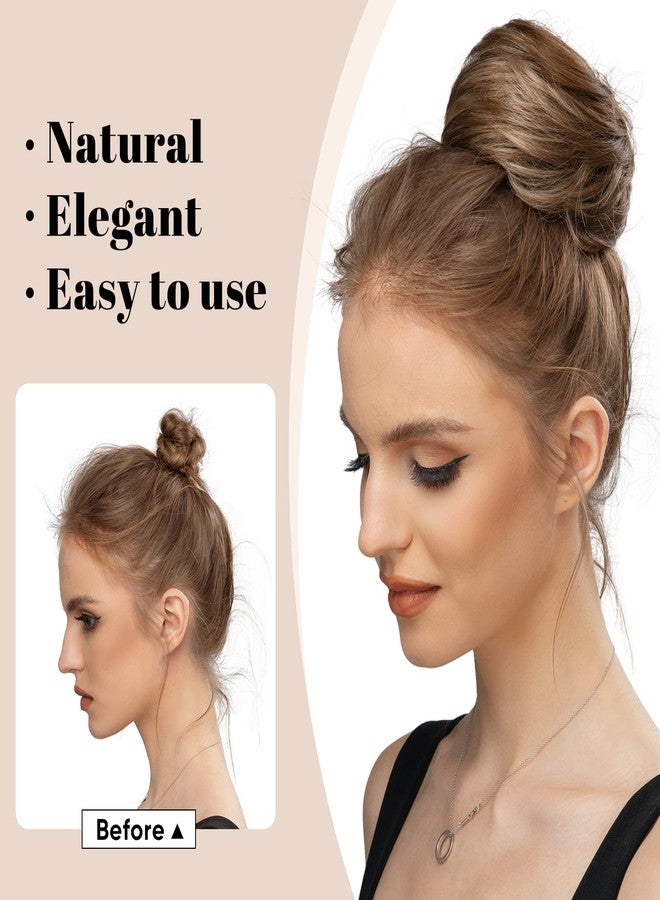 SARLA Hair Bun Extension Synthetic Drawstring Updo Fake Ballet Bun for Women Lady Donut Chignon Sandy Brunette - Image 5
