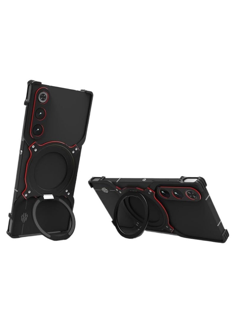 General Metal Case Compatible with Nubia Red Magic 10 Air 2025, High Quality Aluminium Cool Metal Frameless Design Bumper Cover Stand Rotatable Magnetic Stand 
