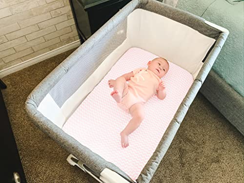 BaeBae Goods Premium Bassinet Fitted Sheet Set - 4 Pack 100% Jersey Knit - Standard Size Oval or Halo Bassinet Pads - Pink Floral - Image 5