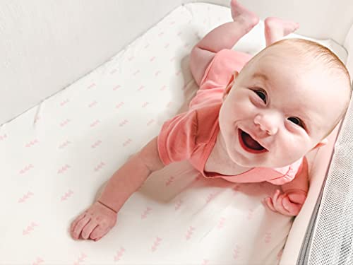 BaeBae Goods Premium Bassinet Fitted Sheet Set - 4 Pack 100% Jersey Knit - Standard Size Oval or Halo Bassinet Pads - Pink Floral - Image 3