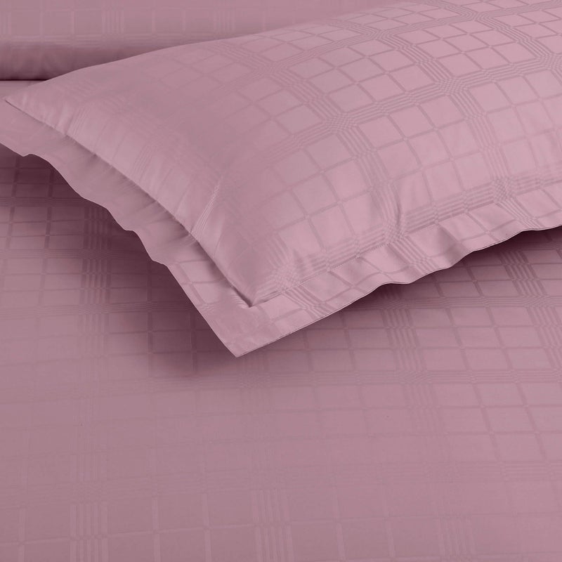 Malako Biella Jacquard Checkered 550 TC 100% Cotton Double Bed Duvet Cover - Soft & Stylish - 10 Elegant Colour Options (Blush Pink) - Image 5
