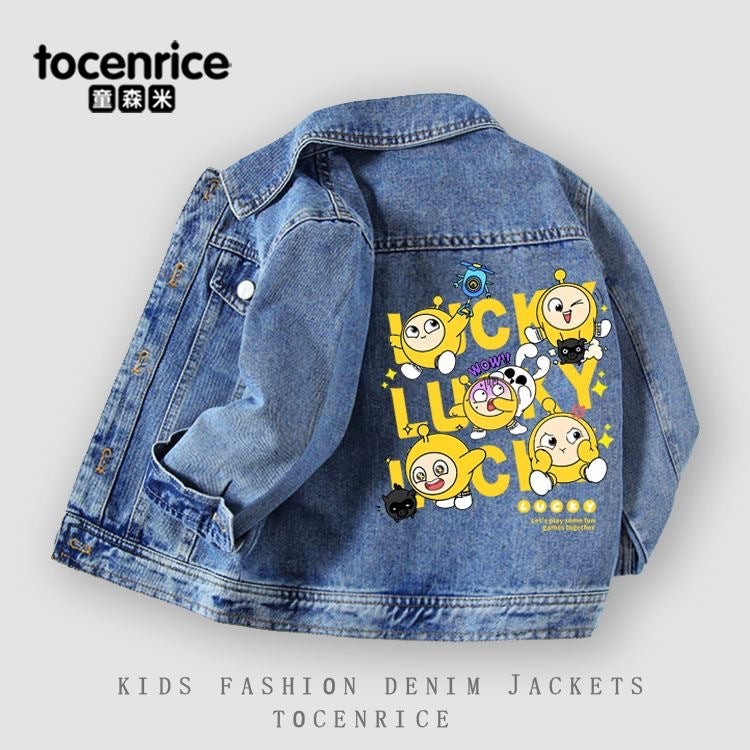 Cartoon Denim Jacket Stylish Boys And Girls Korean Version Trendy Versatile Autumn Outfit - Image 2