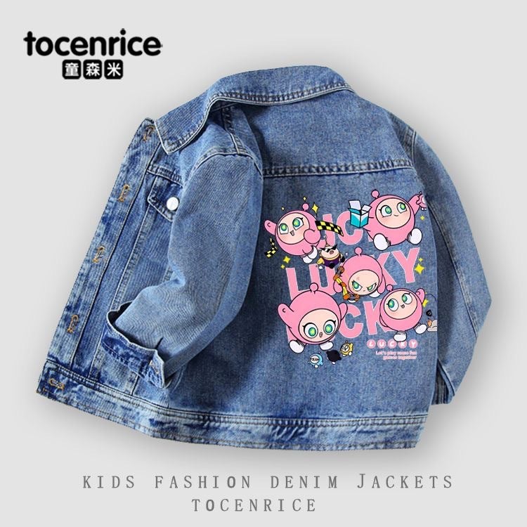 Cartoon Denim Jacket Stylish Boys And Girls Korean Version Trendy Versatile Autumn Outfit - Image 5