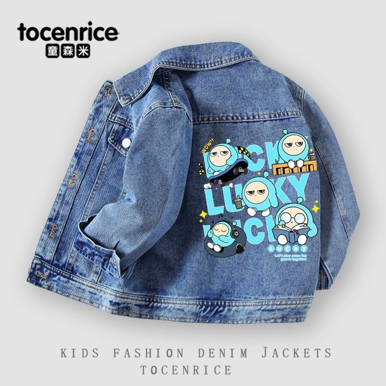 Cartoon Denim Jacket Stylish Boys And Girls Korean Version Trendy Versatile Autumn Outfit - Image 3