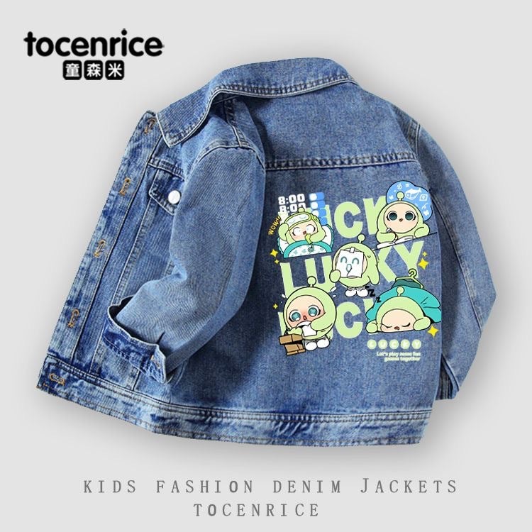 Cartoon Denim Jacket Stylish Boys And Girls Korean Version Trendy Versatile Autumn Outfit - Image 4