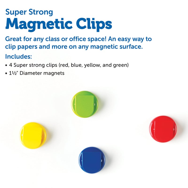 Learning Resources Super Strong Magnetic Clips, Holds Up to 20 Pounds, Home and Office Supplies, Set of 4 Clips - Image 4