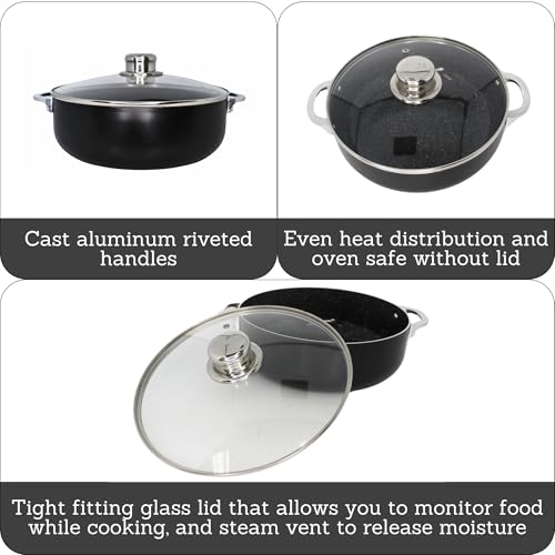 IMUSA 44Qt Bistro Ceramic Nonstick CalderoDutch Oven with Glass Lid Black - Image 3