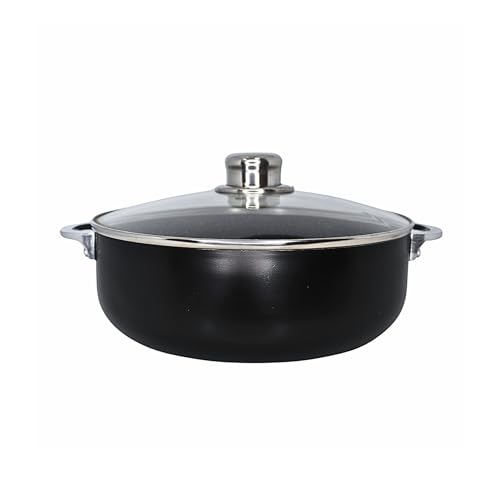 IMUSA 44Qt Bistro Ceramic Nonstick CalderoDutch Oven with Glass Lid Black - Image 1