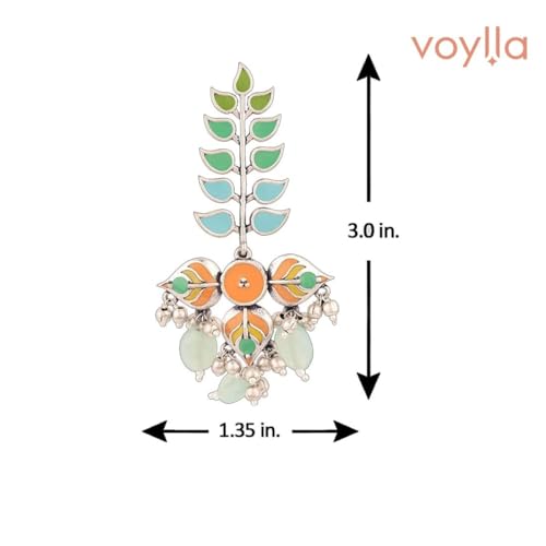 Voylla Bagh E Fiza Colourful Enamel Embellished Earrings For Women|Oxidized Women Danglers Earrings|Gift For Women |Women's Gift|Valentine Gift| - Image 4