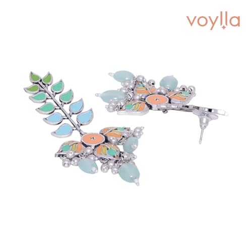 Voylla Bagh E Fiza Colourful Enamel Embellished Earrings For Women|Oxidized Women Danglers Earrings|Gift For Women |Women's Gift|Valentine Gift| - Image 2