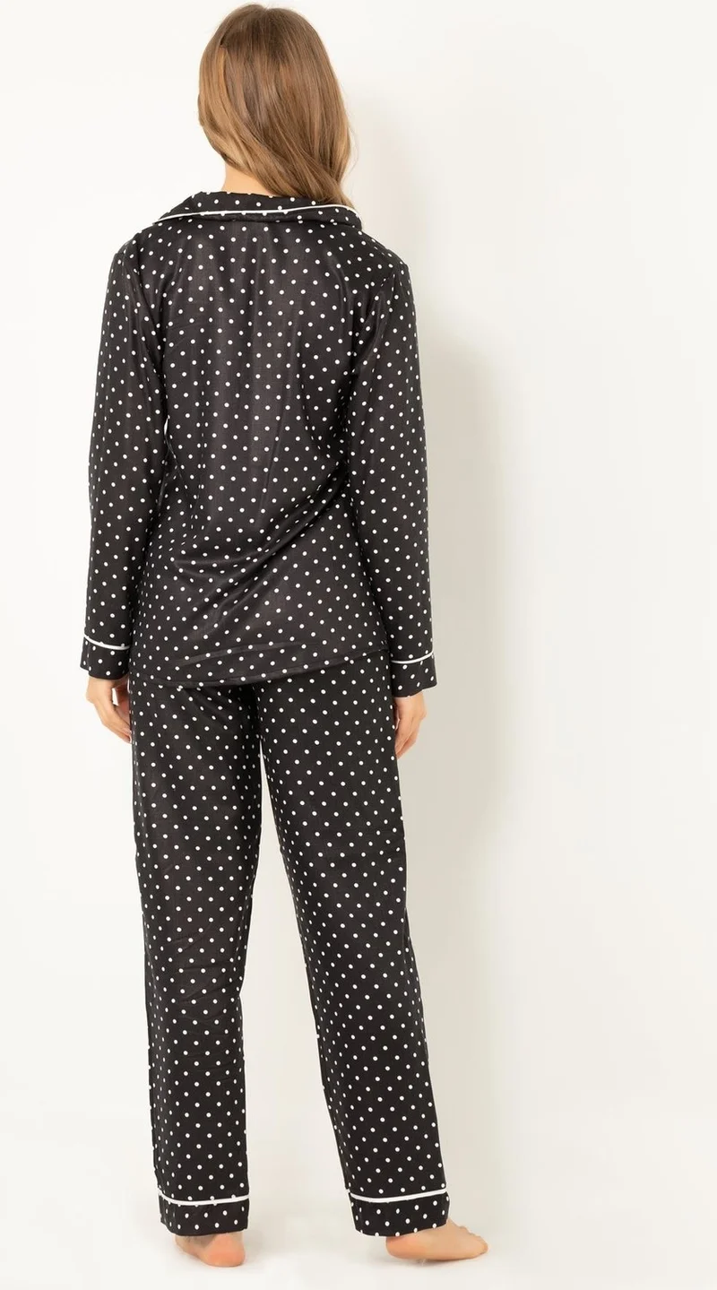 دو رى مى Polka Dot Natural Viscose Soft Soft Button Pajamas Set