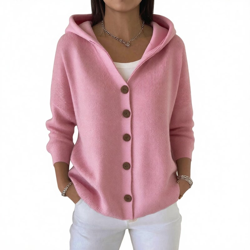 Knitted Button Hooded Cardigan Sweater Coat Casual Women Outerwear