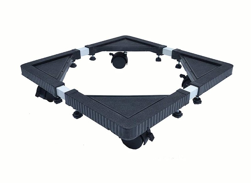 Flawless Fully Plastic Mould and Metal Pipe Adjustable Top Loading Washing Machine TrolleyStand Especially Designed for 62 kg