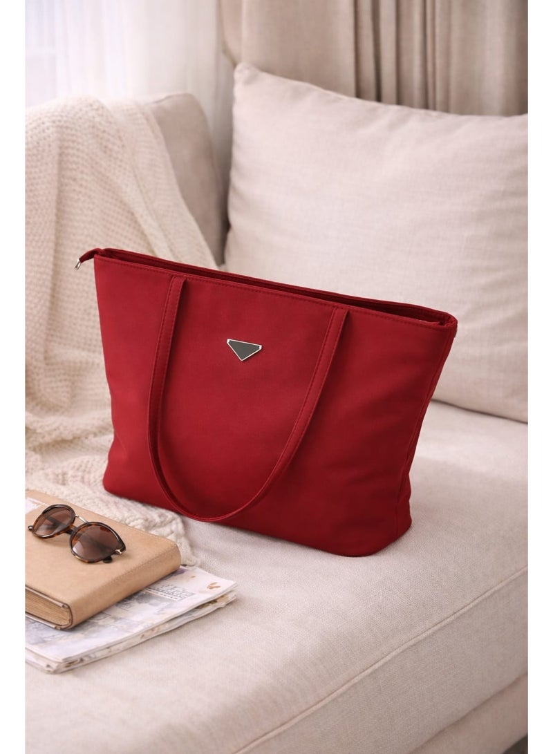 SUNSTAR Elegant Red Tote Bag – Lightweight Zipper Shoulder Bag for Daily Use, Travel & Office - Image 3
