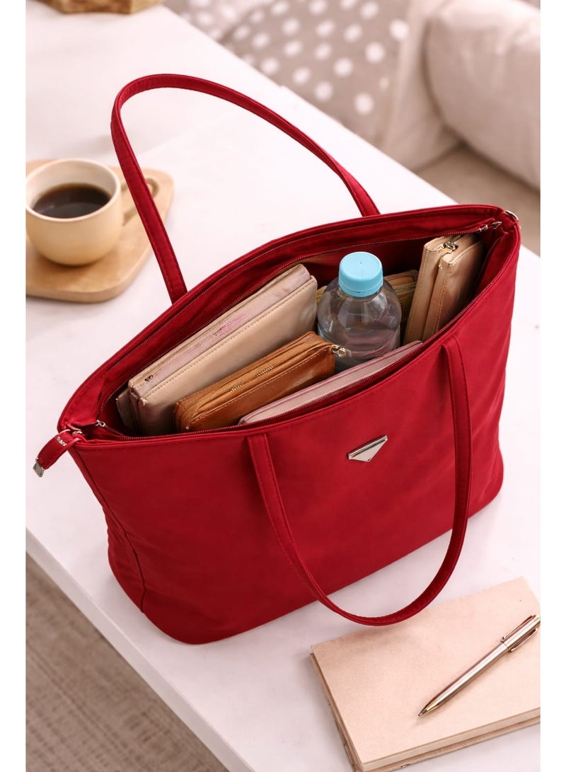 SUNSTAR Elegant Red Tote Bag – Lightweight Zipper Shoulder Bag for Daily Use, Travel & Office - Image 2