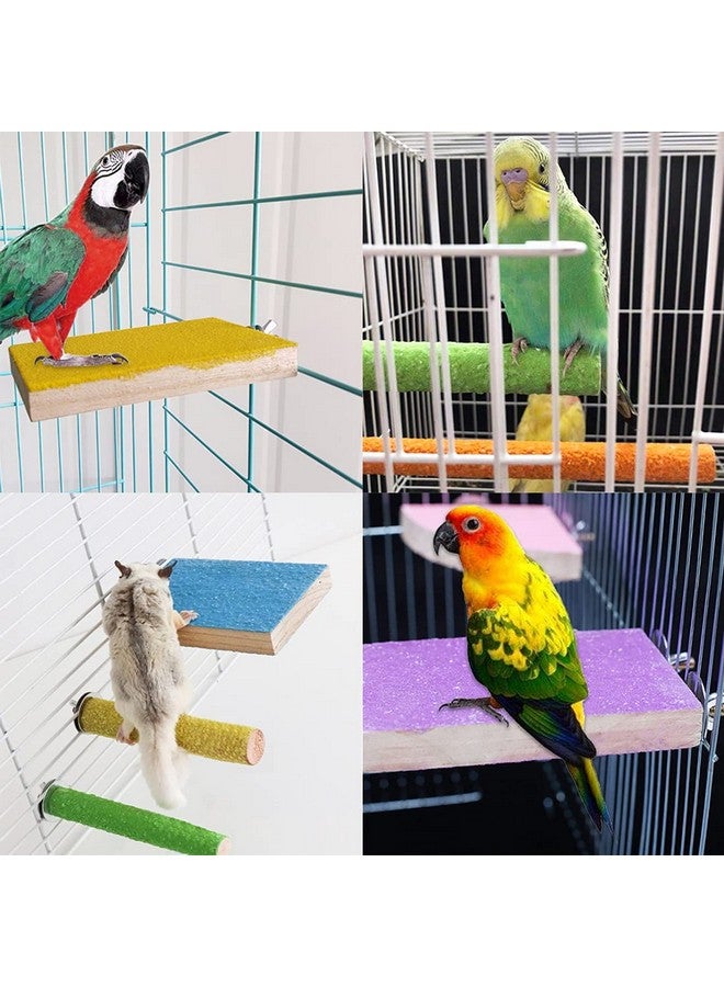 هامليدي 5 قطع حامل مجثم الببغاء، حامل مجثم الطيور من الخشب الطبيعي، منصة لطحن المخالب، ملحقات القفص، ألعاب تمرين للببغاوات والببغاوات الكوكتيل والكونيور والطيور العاشقة - Image 2