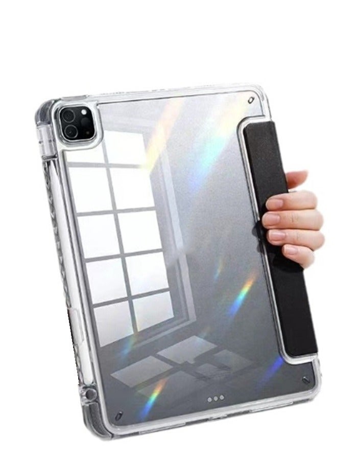 for IPad Pro 2024 5th M4 11-InchCase Cover ,Transparent Airbag With Pen Slot For Anti Drop, Tablet Protective Cover, Triple Fold Multi Angle Design, Automatic Wake-up/sleep, Soft Leather，Blick - Image 5