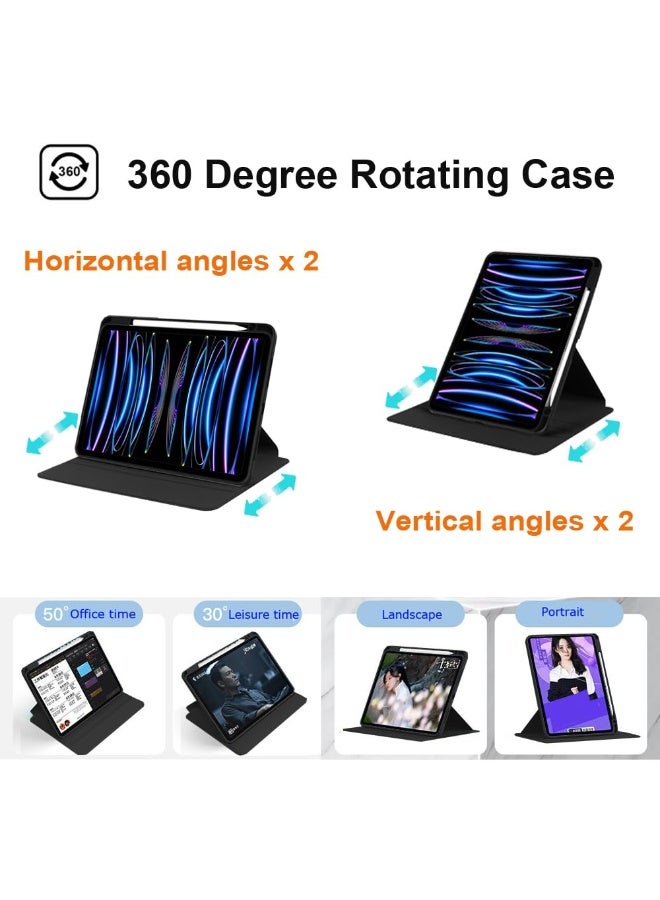 for IPad Pro 2024 5th M4 11-InchCase Cover ,Transparent Airbag With Pen Slot For Anti Drop, Tablet Protective Cover, Triple Fold Multi Angle Design, Automatic Wake-up/sleep, Soft Leather，Blick - Image 3