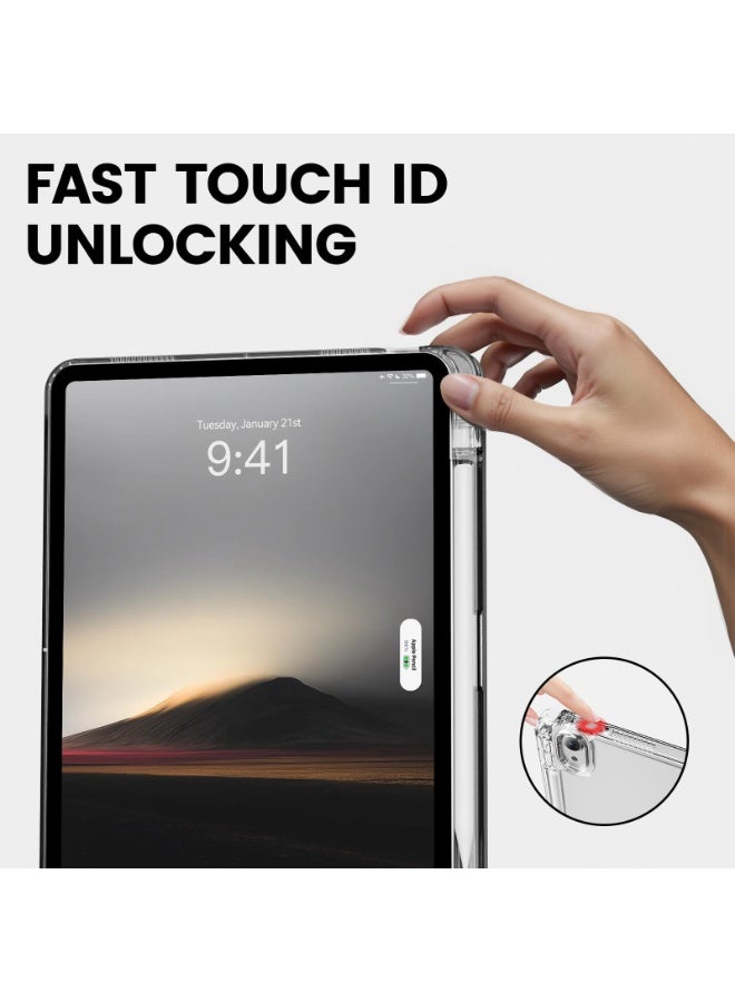 for IPad Pro 2024 5th M4 11-InchCase Cover ,Transparent Airbag With Pen Slot For Anti Drop, Tablet Protective Cover, Triple Fold Multi Angle Design, Automatic Wake-up/sleep, Soft Leather，Blick - Image 4