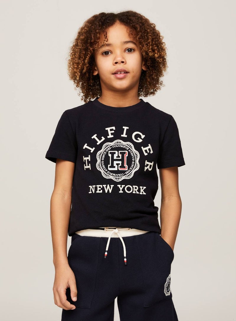 TOMMY HILFIGER Hilfiger Monotype Archive Crest Logo Embroidery T-Shirt  - Image 1