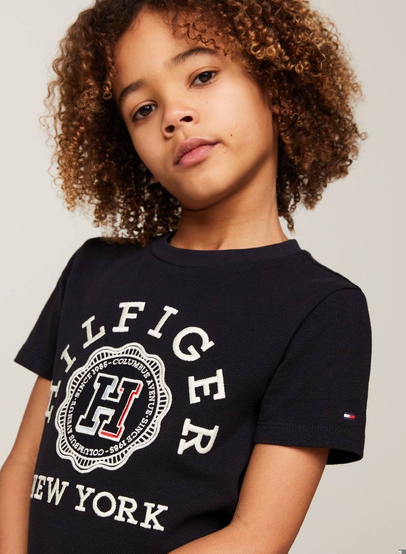 TOMMY HILFIGER Hilfiger Monotype Archive Crest Logo Embroidery T-Shirt  - Image 4