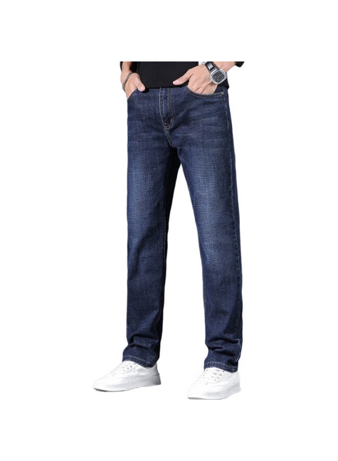 PLAYBOY Denim Jeans For Men, Spring And Summer Casual Pants, Loose Straight-Leg Trendy Men'S Trousers, Dark Blue Sc 33 - Image 3